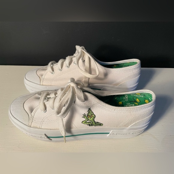 Dr. Seuss Grinch Sneakers White Canvas Platform New in Box 8.5 - Picture 2 of 8